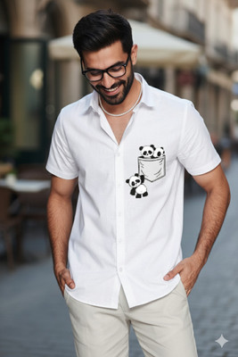 Siya Fashion Men Printed Casual White Shirt