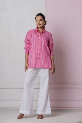 SEREN MILANO Women Striped Casual Pink Shirt