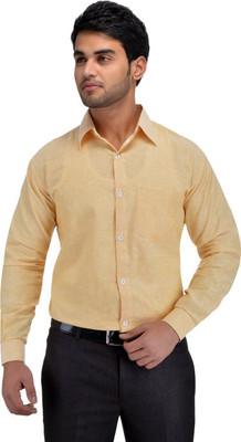 DESHBANDHU KHADI Men Solid Formal Yellow Shirt
