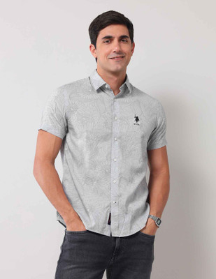 U.S. POLO ASSN. Men Floral Print Casual Grey Shirt