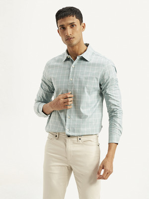 LEVI'S Men Checkered Casual Light Blue Shirt