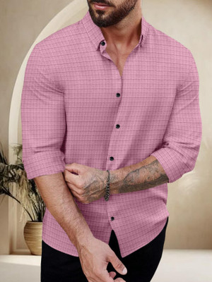 JD EVENTS MANAGEMENT Men Solid Casual Pink Shirt
