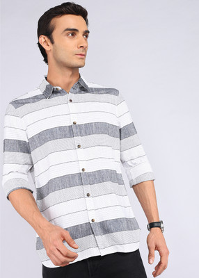 WROGN Men Striped Casual White Shirt