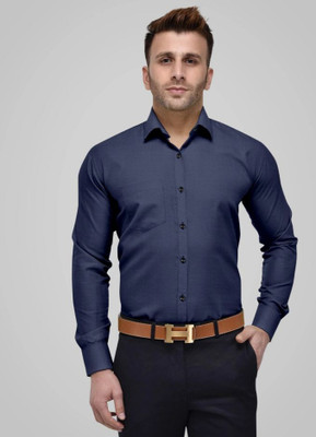 Vasanam Men Solid Casual Dark Blue Shirt