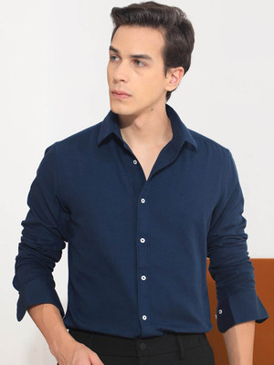 RARE RABBIT Men Solid Casual Blue Shirt