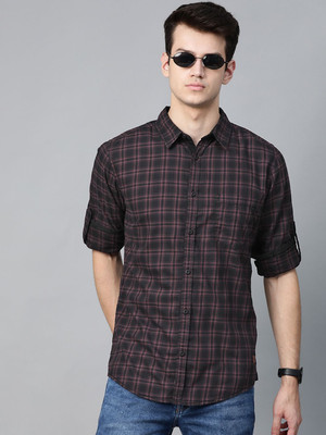 Roadster Men Checkered Casual Black Shirt