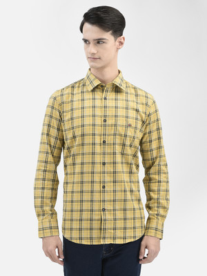 CRIMSOUNE CLUB Men Checkered Casual Yellow, Black, White Shirt