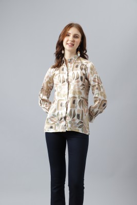 Attire Empire Women Printed Casual Gold Shirt