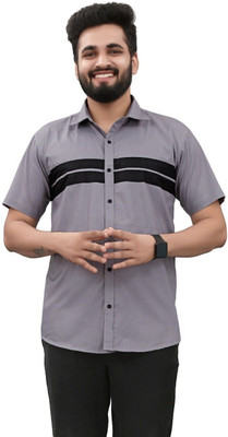 GAZZY CREATION Men Striped Casual Grey Shirt