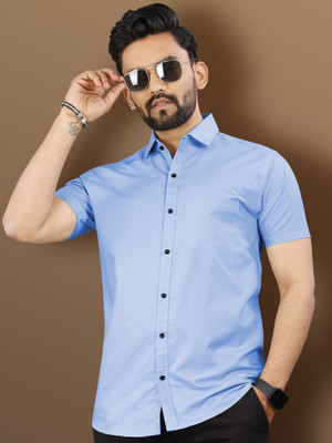 VeBNoR Men Solid Formal Blue Shirt