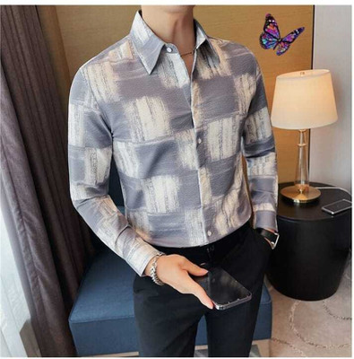 Mahira Enterprise Men Printed Casual Grey Shirt
