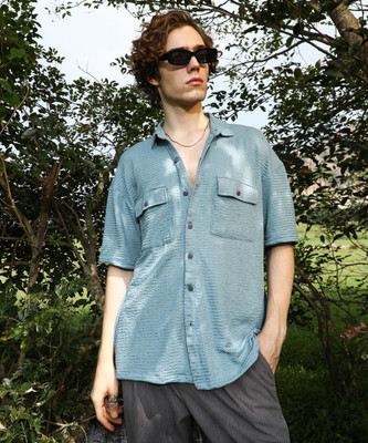 CAMPUS SUTRA Men Self Design Casual Blue Shirt