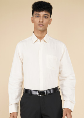 VAN HEUSEN Men Solid Formal Cream Shirt