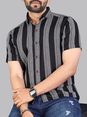 MILDIN Men Striped Casual Multicolor Shirt