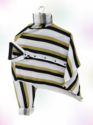 DUCCKCREATION Men Striped Casual Yellow Shirt