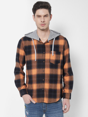 Pepe Jeans Men Checkered Casual Orange Shirt