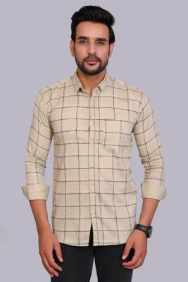 Studio-9 Men Checkered Casual Grey Shirt