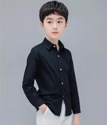 Suprasana Gallery Boys Solid Party Black Shirt