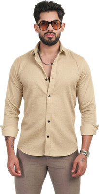 Khushi Creation Men Solid Casual Beige Shirt