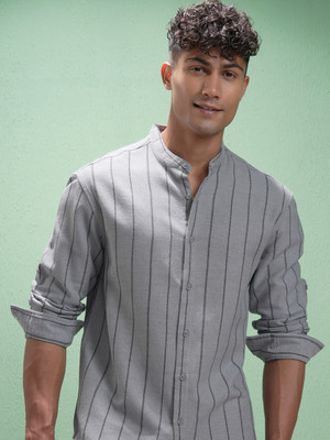 HIGHLANDER Men Striped Casual Blue Shirt