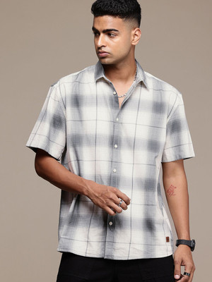 Roadster Men Checkered Casual White Shirt