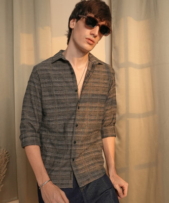 CAMPUS SUTRA Men Striped Casual Brown Shirt