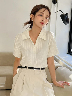 StreetWardrobe Women Self Design Casual White Shirt