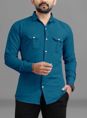 RAHUL LOOK Men Solid Casual Dark Blue Shirt