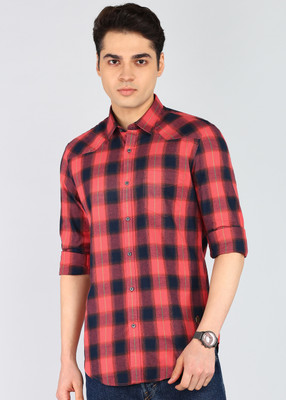 PETER ENGLAND Men Checkered Casual Red Shirt