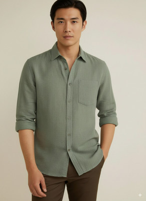 Dhakre fashion Men Solid Casual Dark Green Shirt