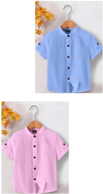 Zarila Boys Solid Casual Light Blue, Pink Shirt(Pack of 2)