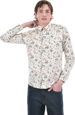 NUMERO UNO Men Printed Casual Beige Shirt