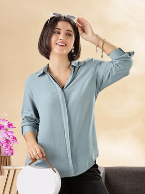 ANOUK Women Solid Casual Grey Shirt