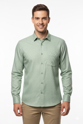 BMR Men Solid Formal Light Green Shirt