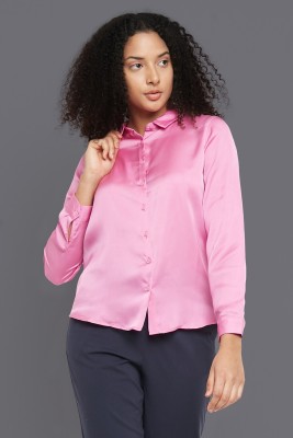 Allen Solly Women Solid Party Pink Shirt