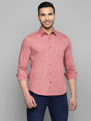 Allen Cooper Men Solid Casual Pink Shirt