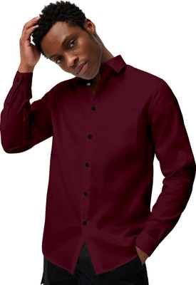 TANISHA FASHION Men Solid Formal Maroon Shirt