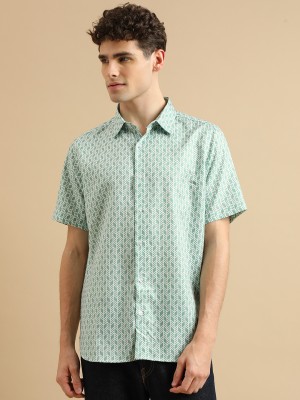 J TURRITOPSIS Men Printed Casual Light Green Shirt