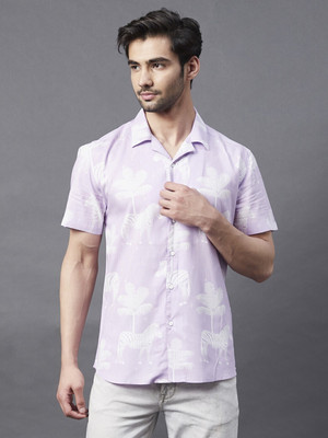 RIGO Men Printed Casual Purple Shirt