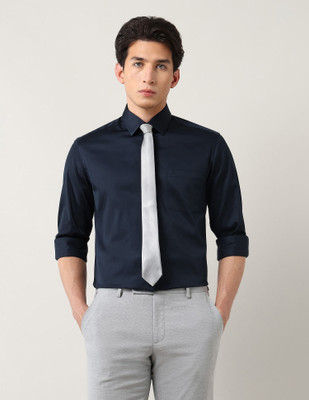 ARROW Men Solid Formal Blue Shirt