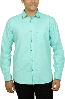 KUONS AVENUE Men Self Design Casual Light Green Shirt
