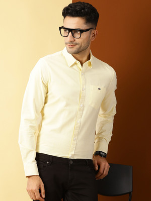 THOMAS SCOTT Men Striped Casual Yellow Shirt