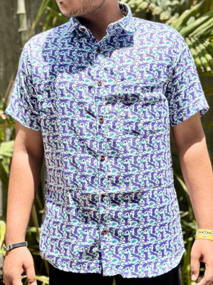 TanikaHub Men Self Design Casual Light Blue Shirt