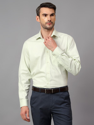 CANTABIL Men Self Design Formal Light Green Shirt