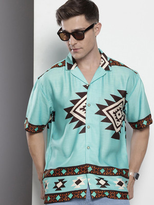 The Indian Garage Co. Men Printed Beach Wear Blue Shirt