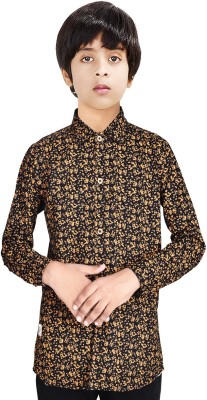 MADE IN THE SHADE Boys Printed Casual Gold, Black Shirt