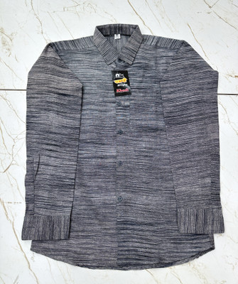 A A ENTERPRISES Men Self Design Casual Black Shirt