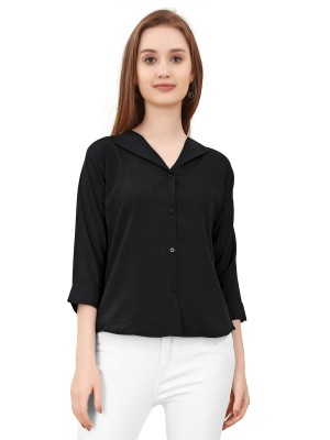 Zanies Women Solid Casual Black Shirt