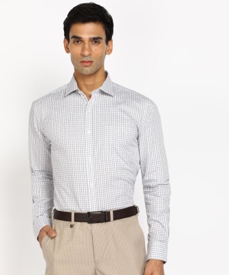 PARK AVENUE Men Checkered Formal Grey Shirt