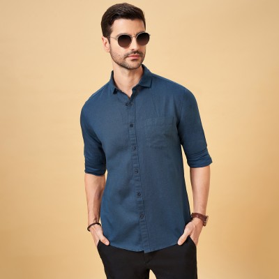 Byford by Pantaloons Men Self Design Casual Dark Blue Shirt